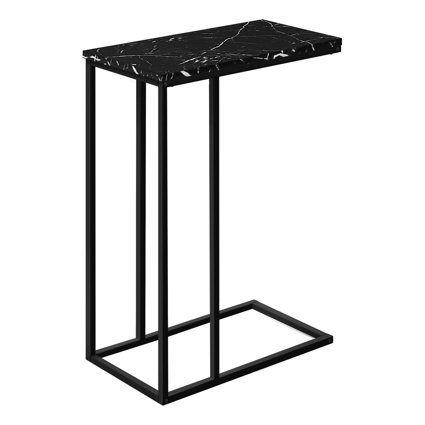 Accent Table - 25"H / Black Marble / Black Metal