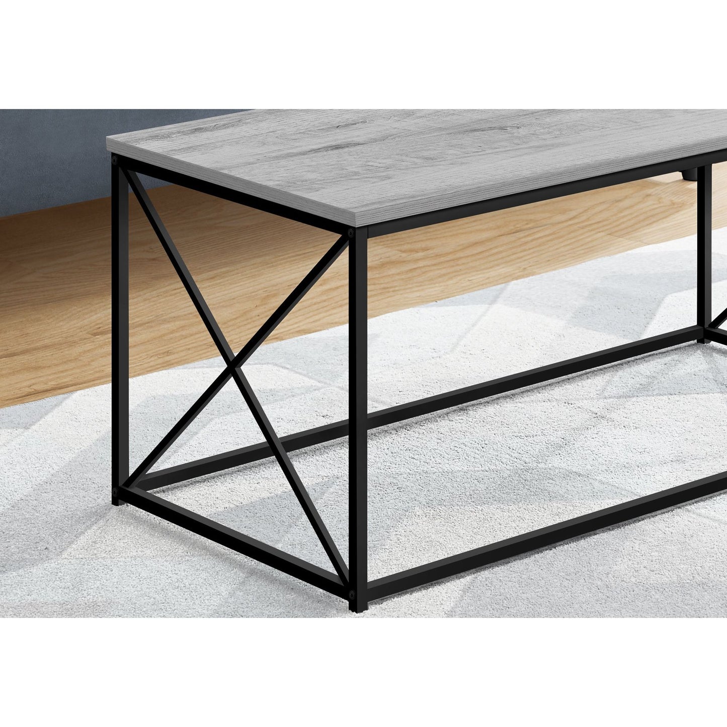 Coffee Table - 40"L / Grey / Black Metal