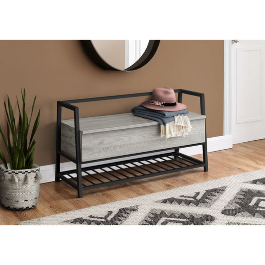 Bench - 42"L / Grey Storage / Black Metal