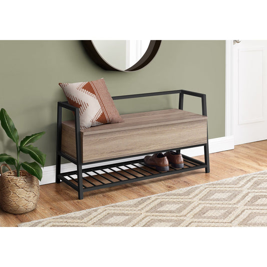 Bench - 42"L / Dark Taupe Storage / Black Metal