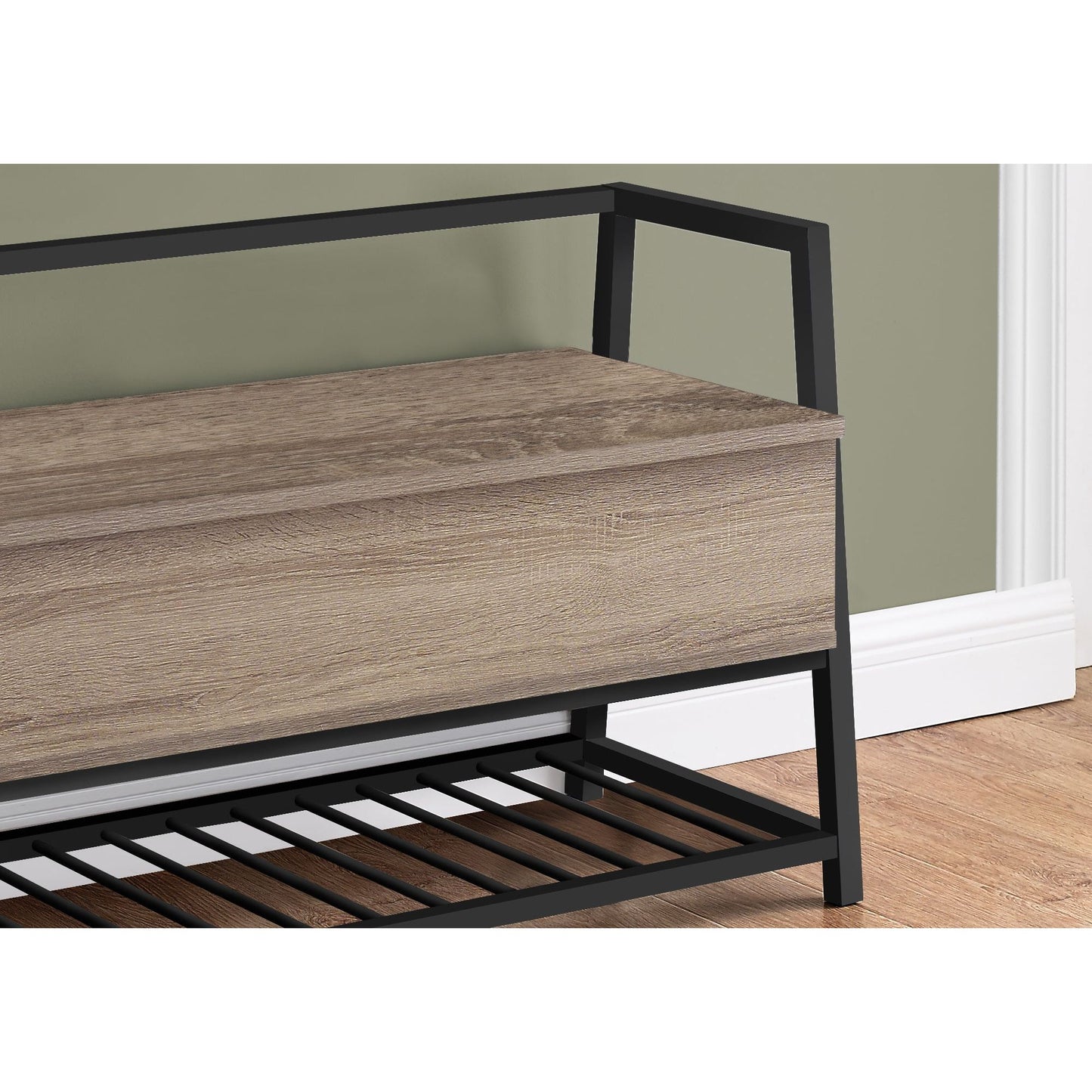 Bench - 42"L / Dark Taupe Storage / Black Metal