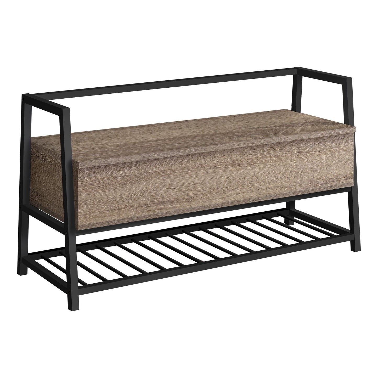 Bench - 42"L / Dark Taupe Storage / Black Metal