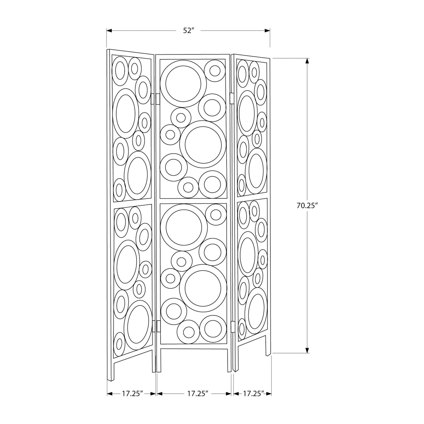 Folding Screen - 3 Panel / Silver " Bubble Design "