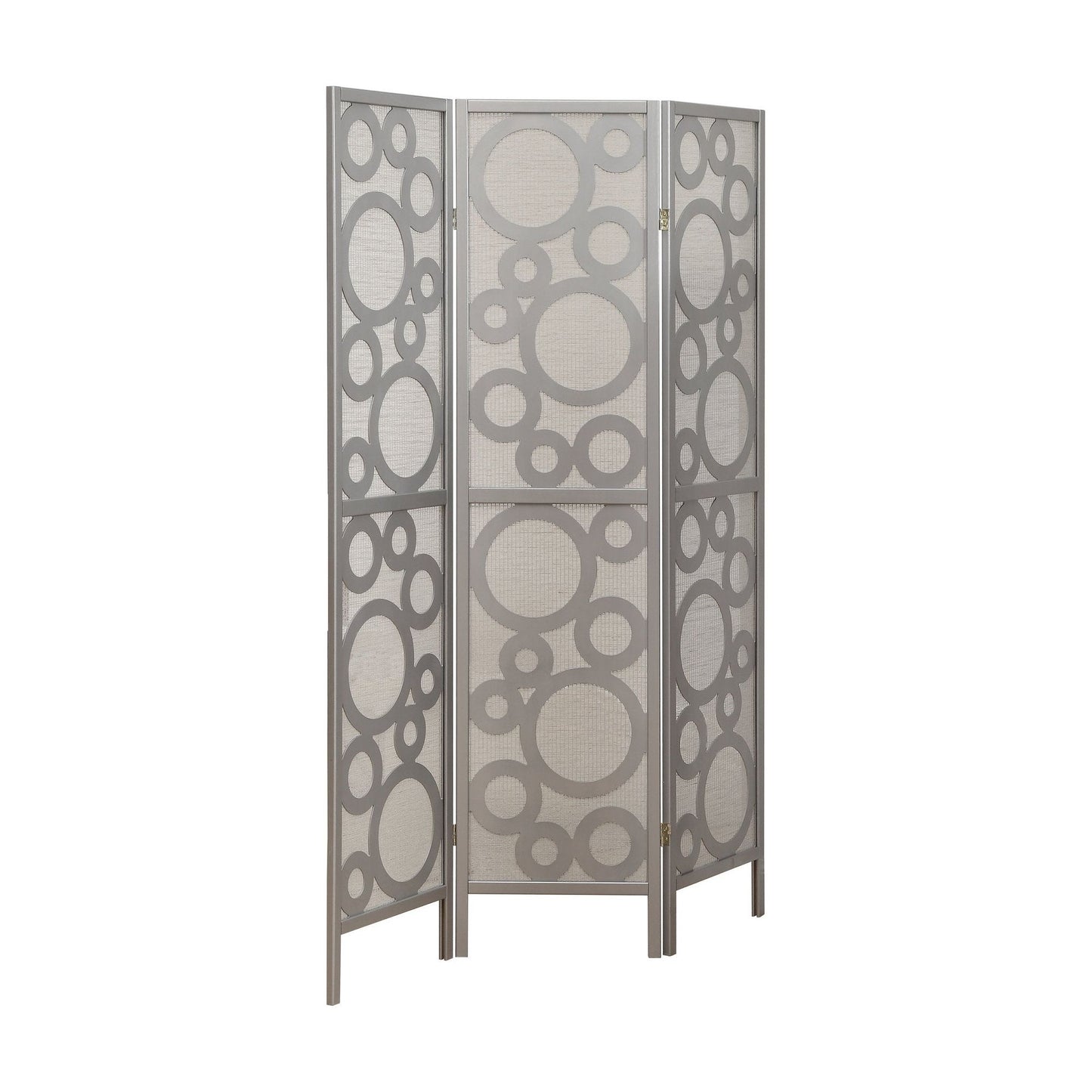 Folding Screen - 3 Panel / Silver " Bubble Design "