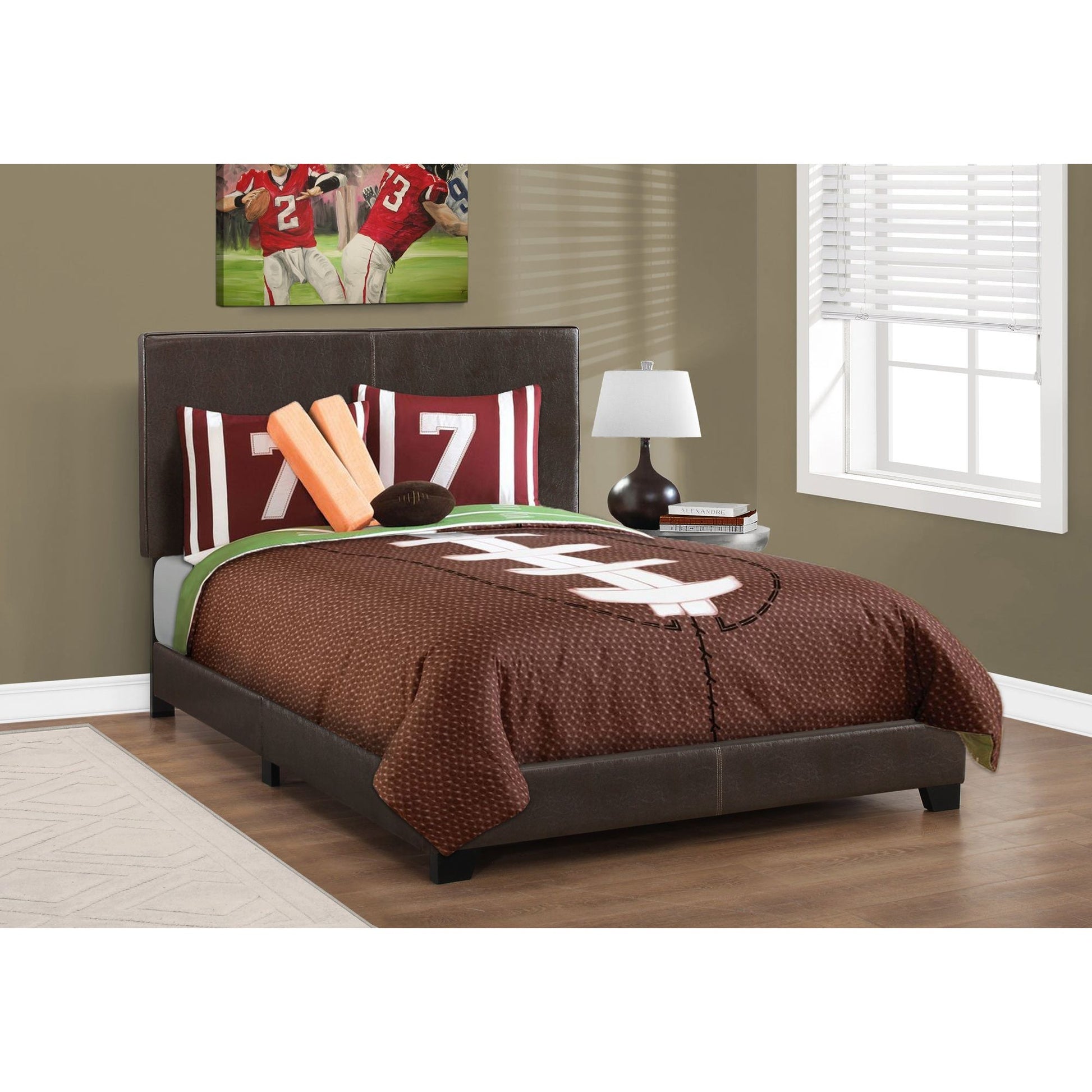 Candace & Basil Brooklyn Double/Full Bed Frame - Dark Brown Faux Leather