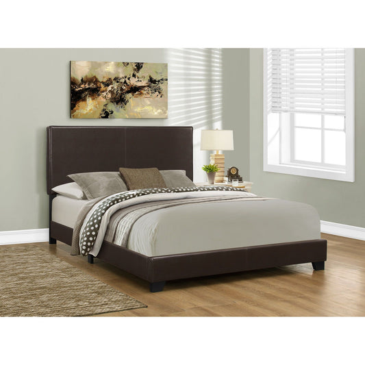 Candace & Basil Brooklyn Queen Bed Frame - Dark Brown Faux Leather