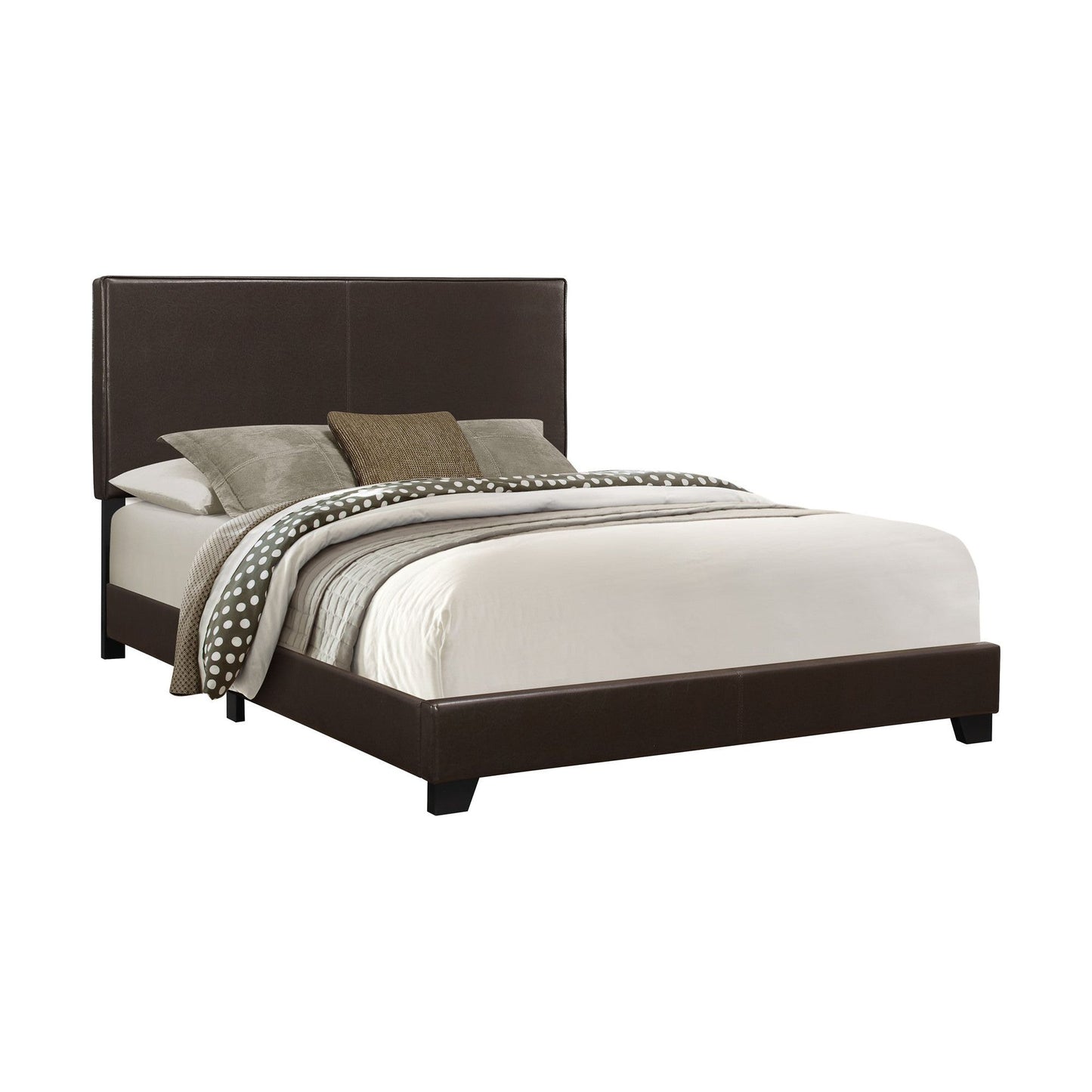 Brooklyn Queen Bed - Dark Brown Faux Leather