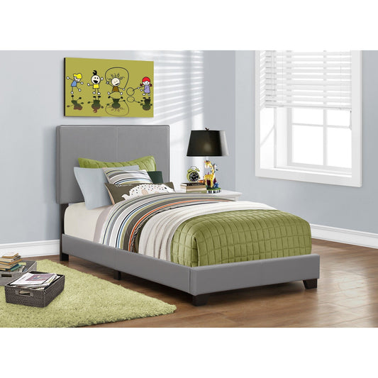 Candace & Basil Brooklyn Twin Bed Frame - Grey Faux Leather