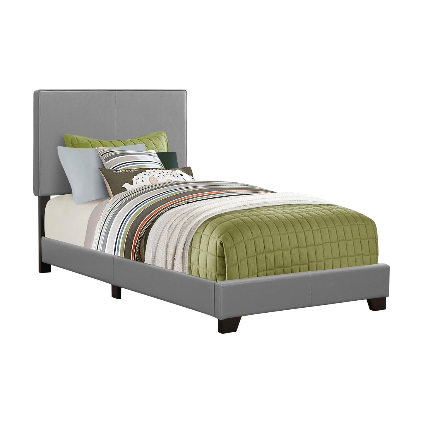 Brooklyn Twin Bed - Grey Faux Leather