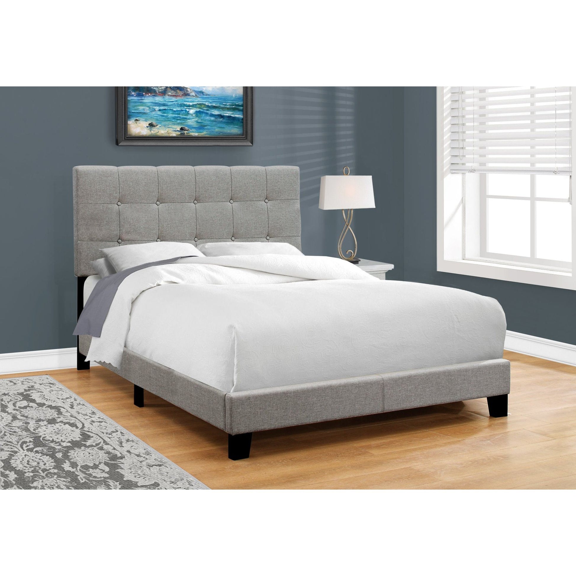 Candace & Basil Anderson Double/Full Bed Frame - Grey Linen