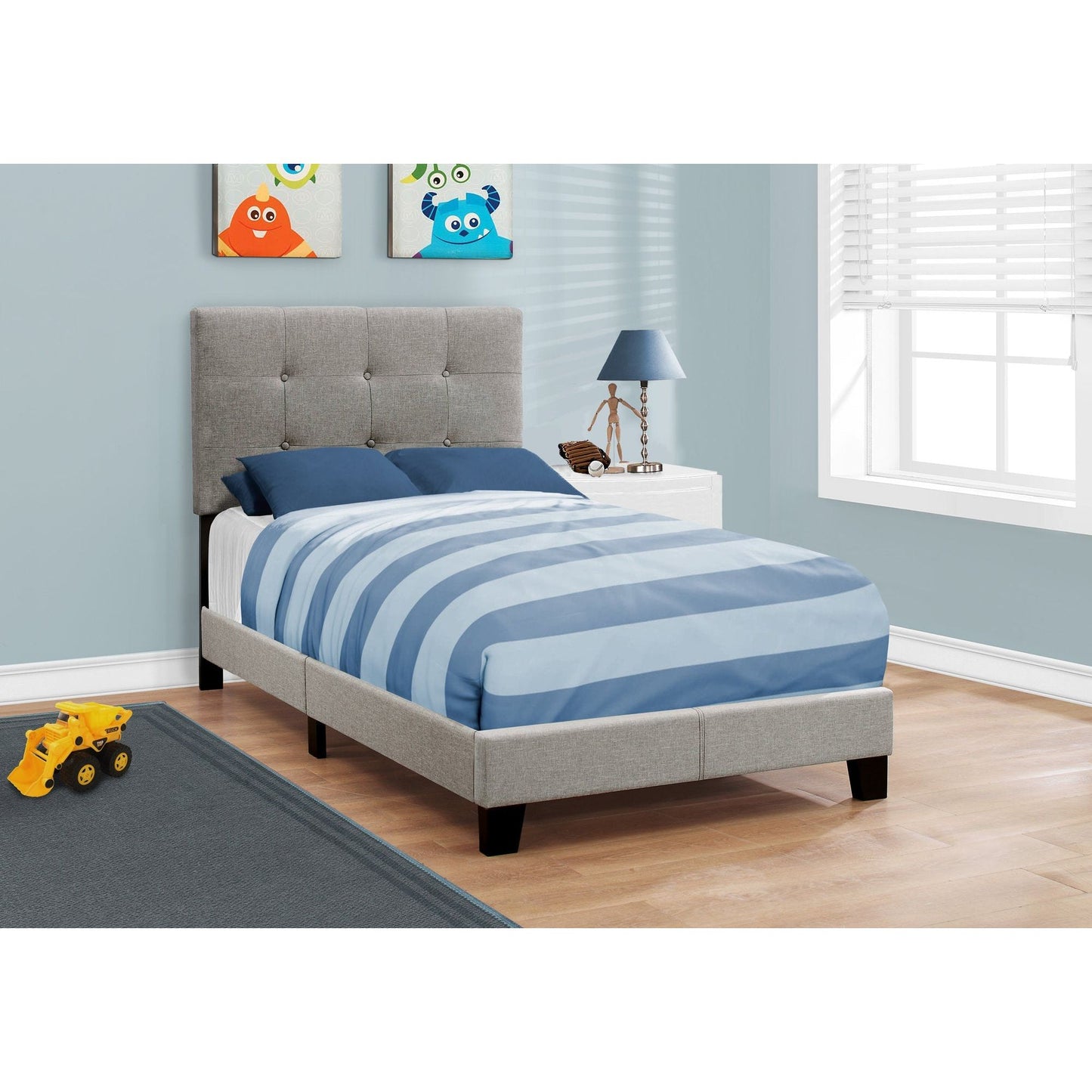 Candace & Basil Anderson Twin Bed Frame - Grey Linen