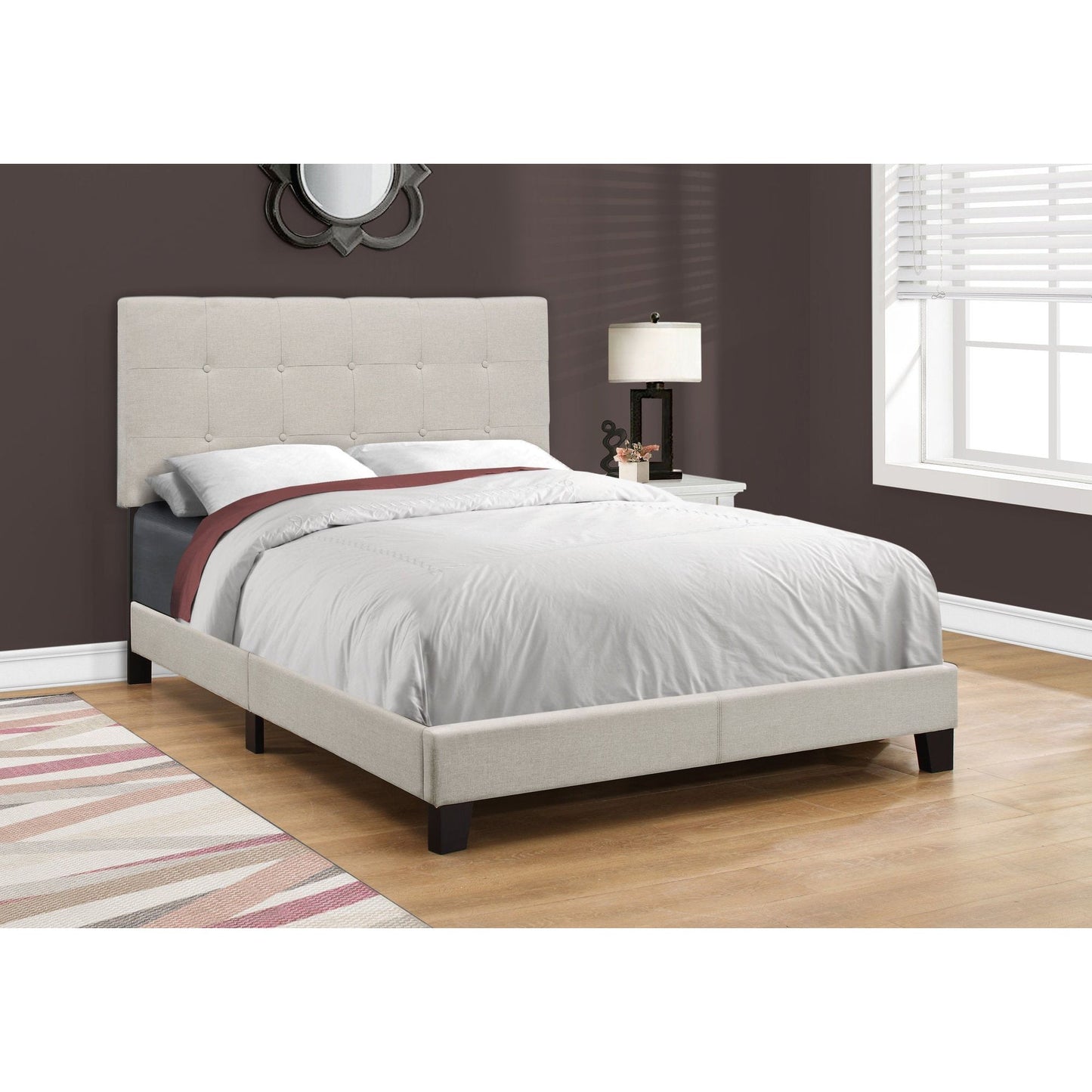 Candace & Basil Anderson Double/Full Bed Frame - Beige Linen