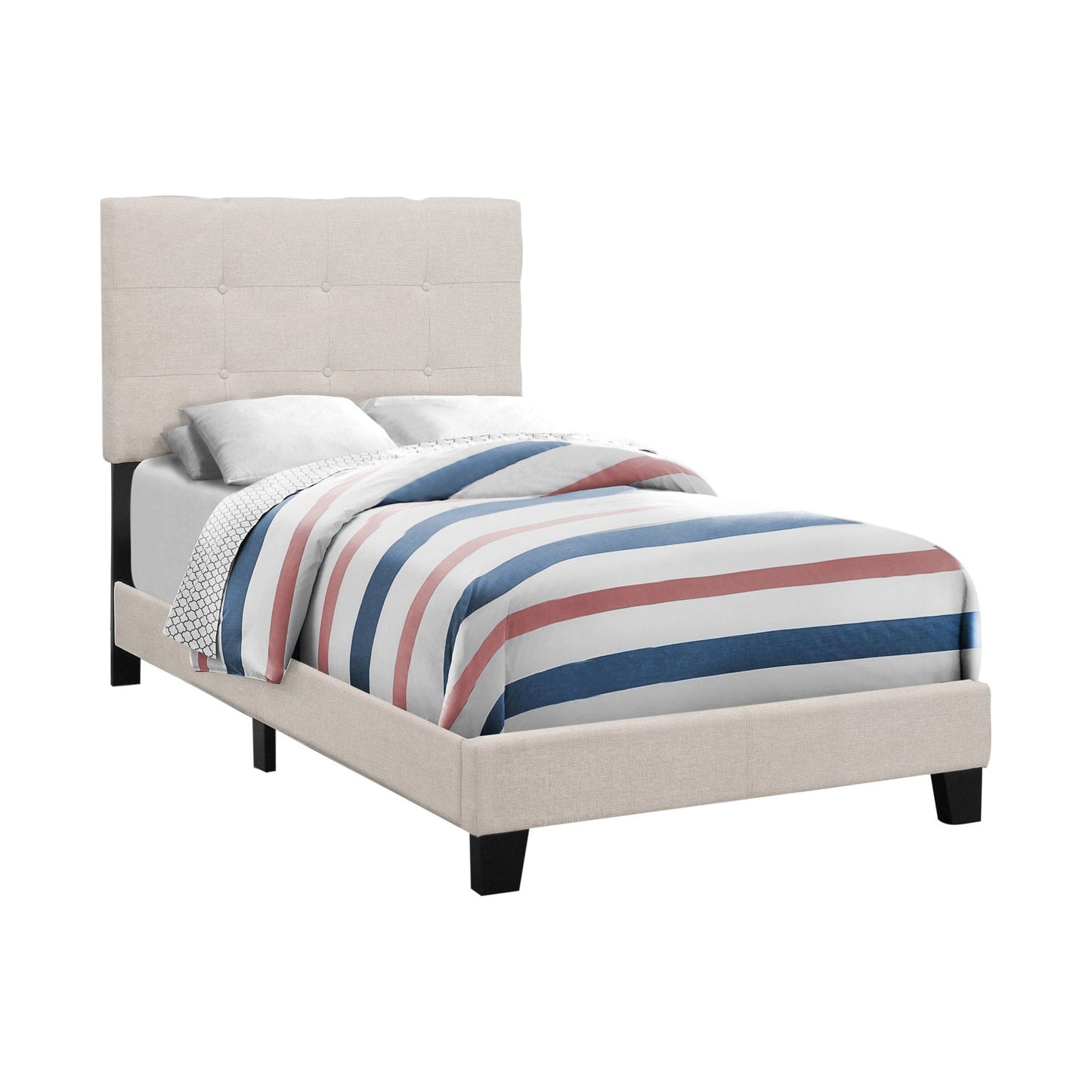 Anderson Twin Bed - Beige Linen