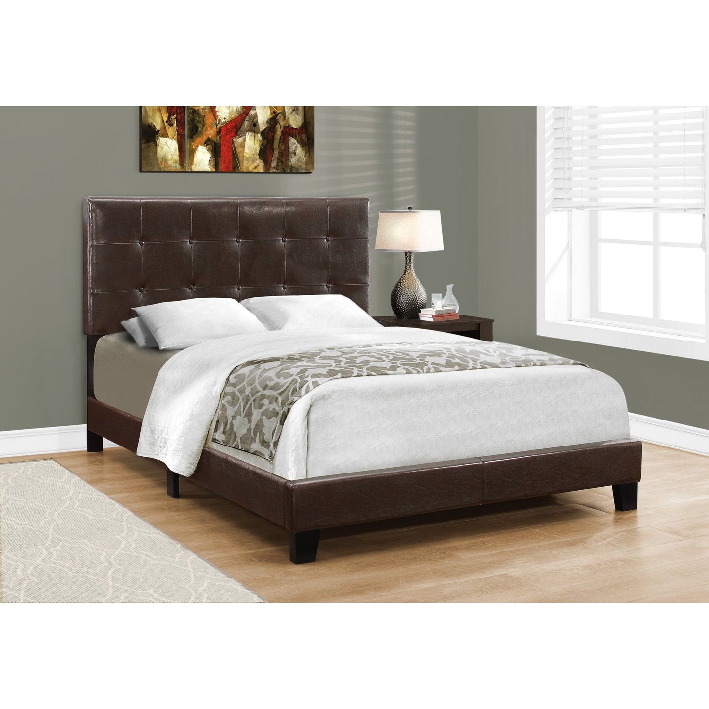 Candace & Basil Anderson Double/Full Bed Frame - Dark Brown Faux Leather