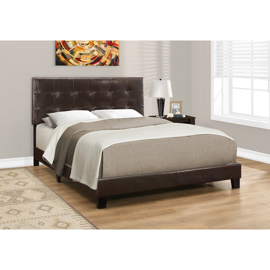 Candace & Basil Anderson Queen Bed Frame - Dark Brown Faux Leather