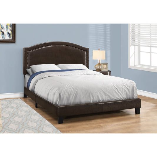 Candace & Basil Samui Queen Bed Frame - Brown Faux Leather