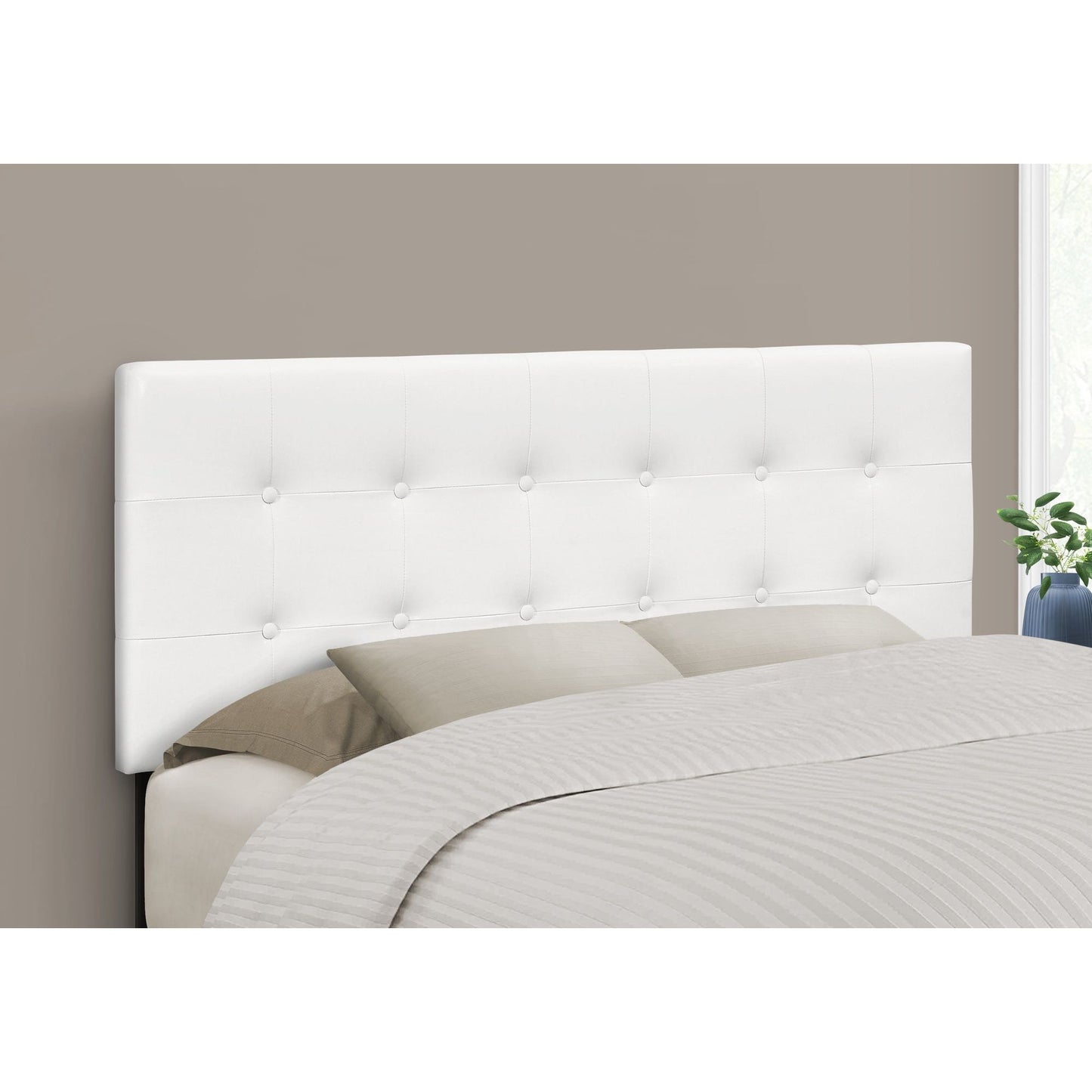 Full Size / White Leather-Look Headboard