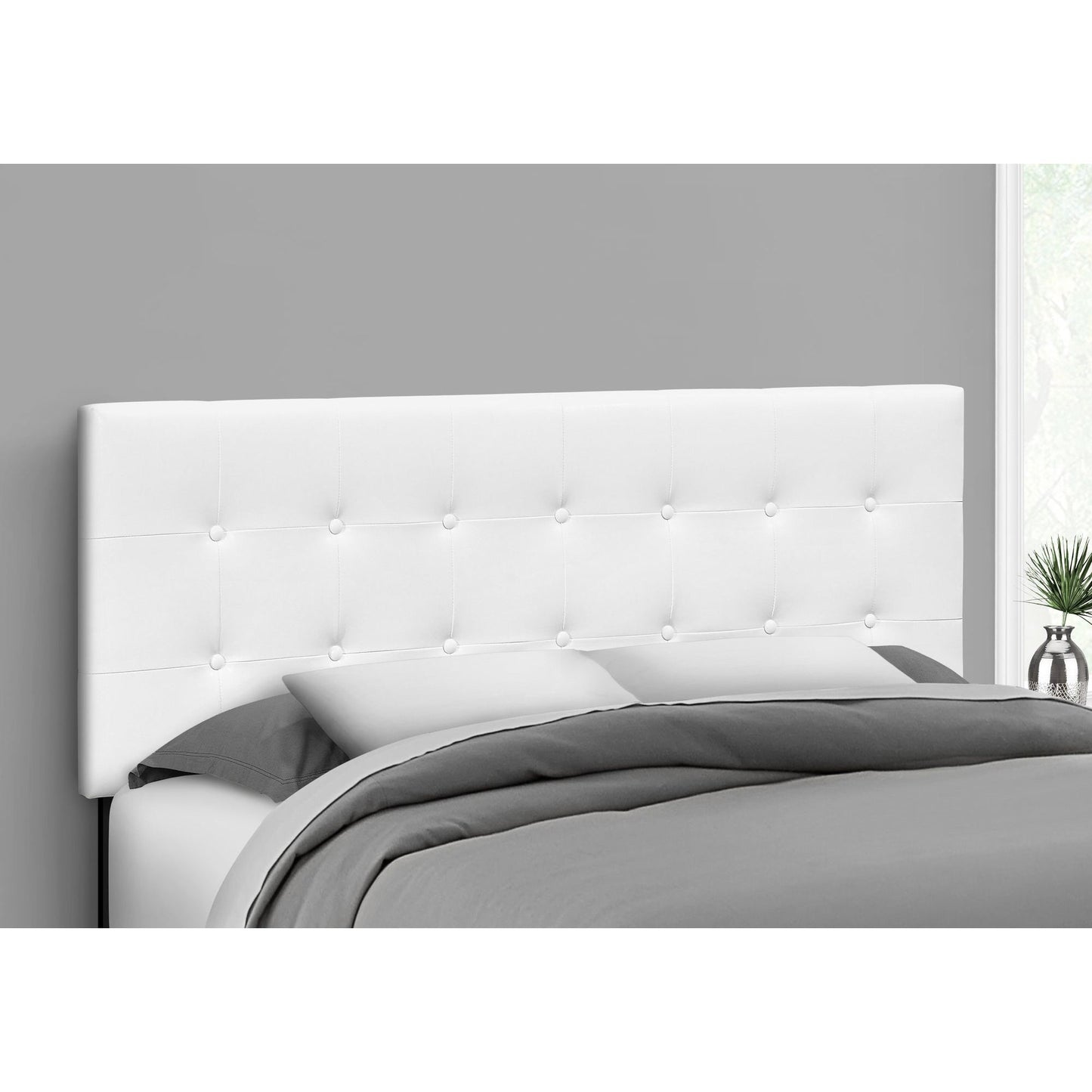 Queen Size / White Leather-Look Headboard