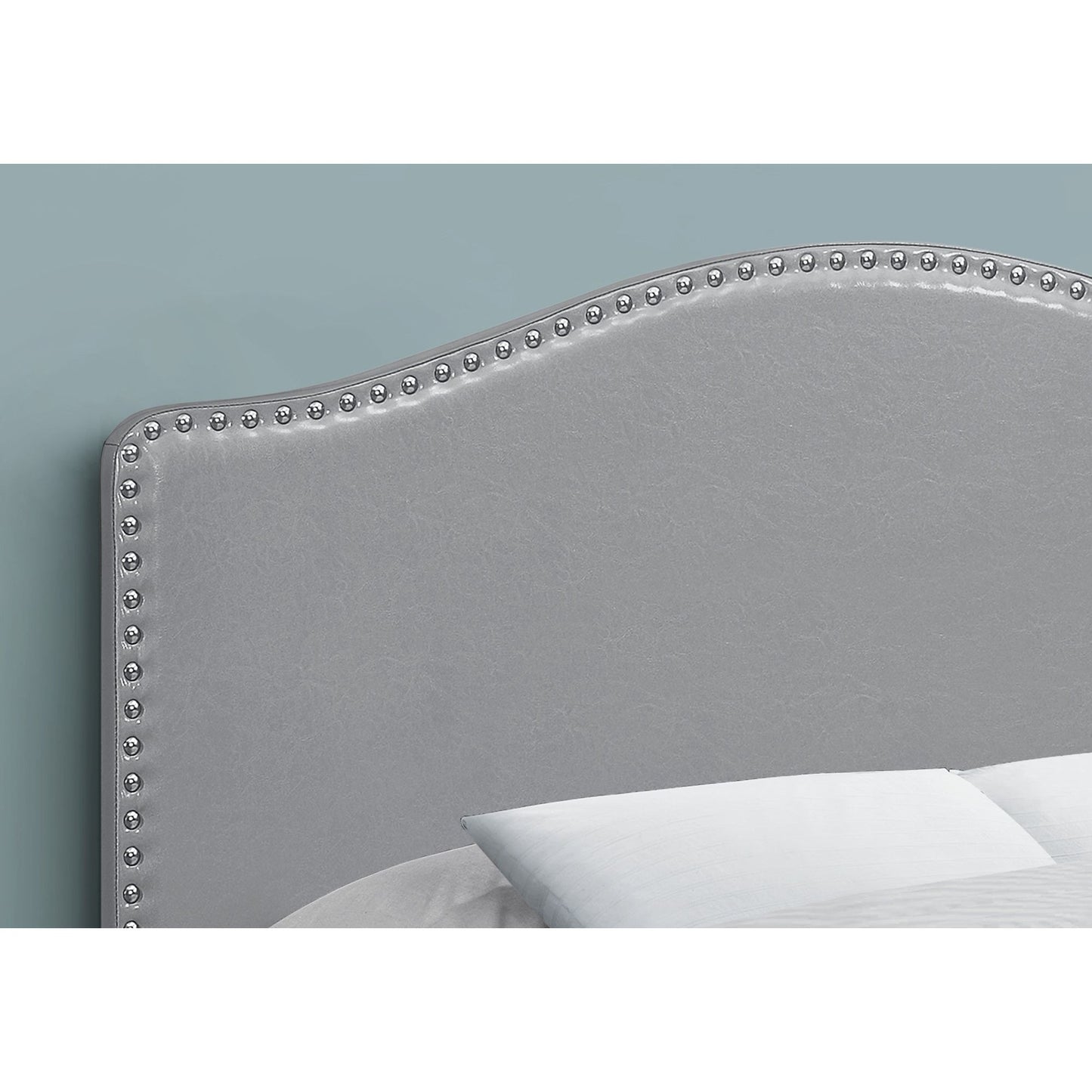 Bed - Full Size / Grey Leather-Look Headboard Only