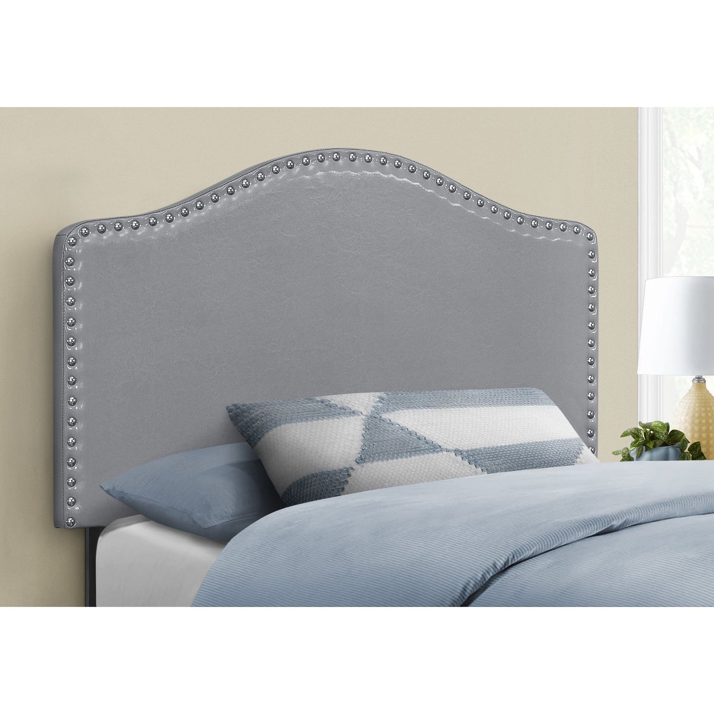 Twin Size / Grey Leather-Look Headboard