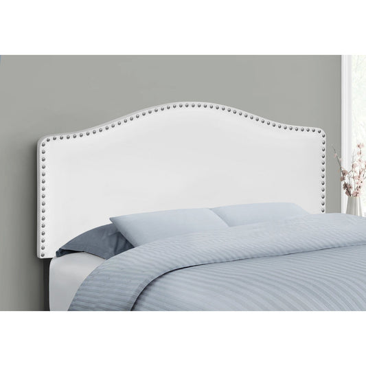 Bed - Full Size / White Leather-Look Headboard Only