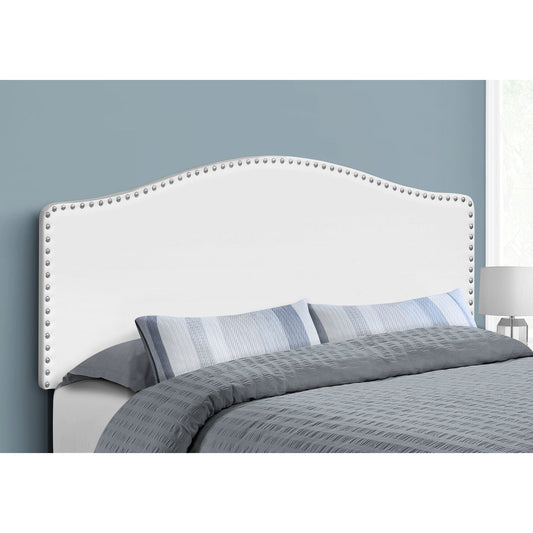 Bed - Queen Size / White Leather-Look Headboard Only