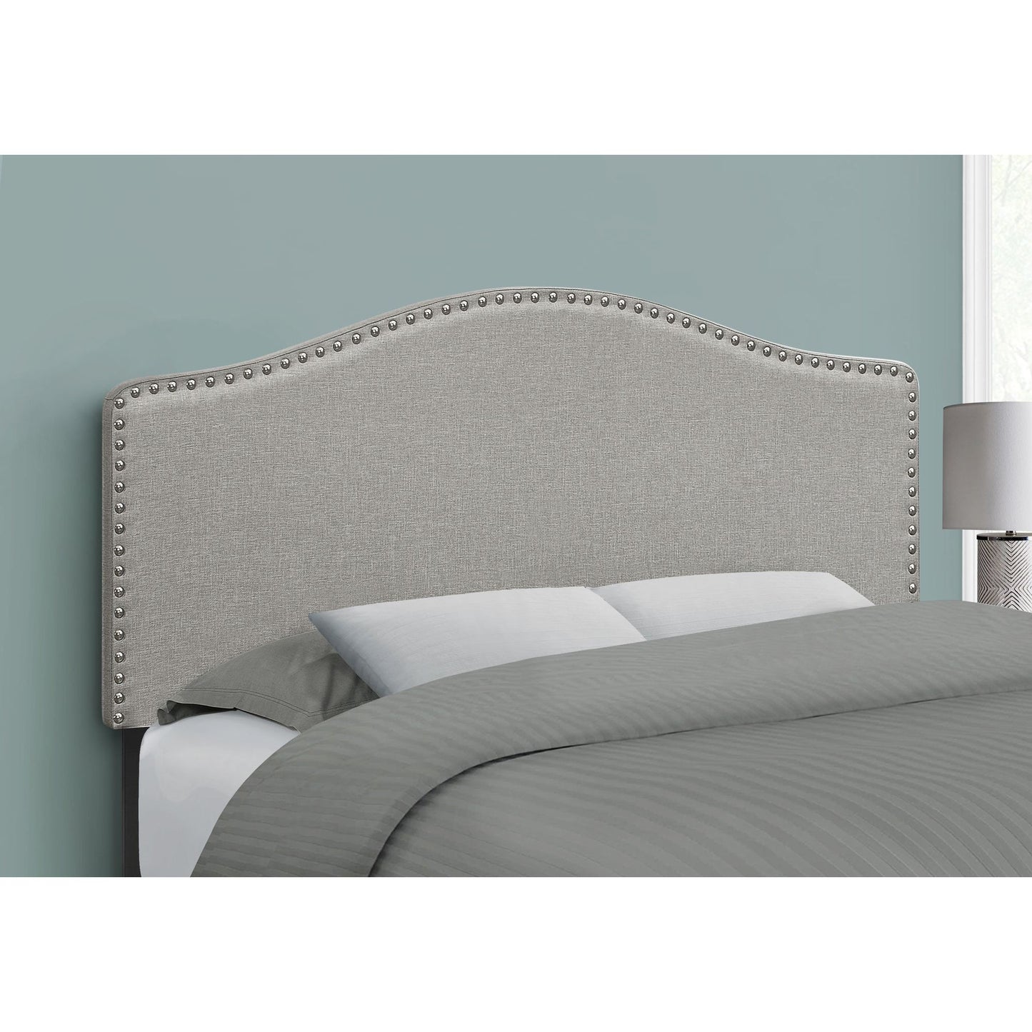 Bed - Full Size / Grey Linen Headboard Only