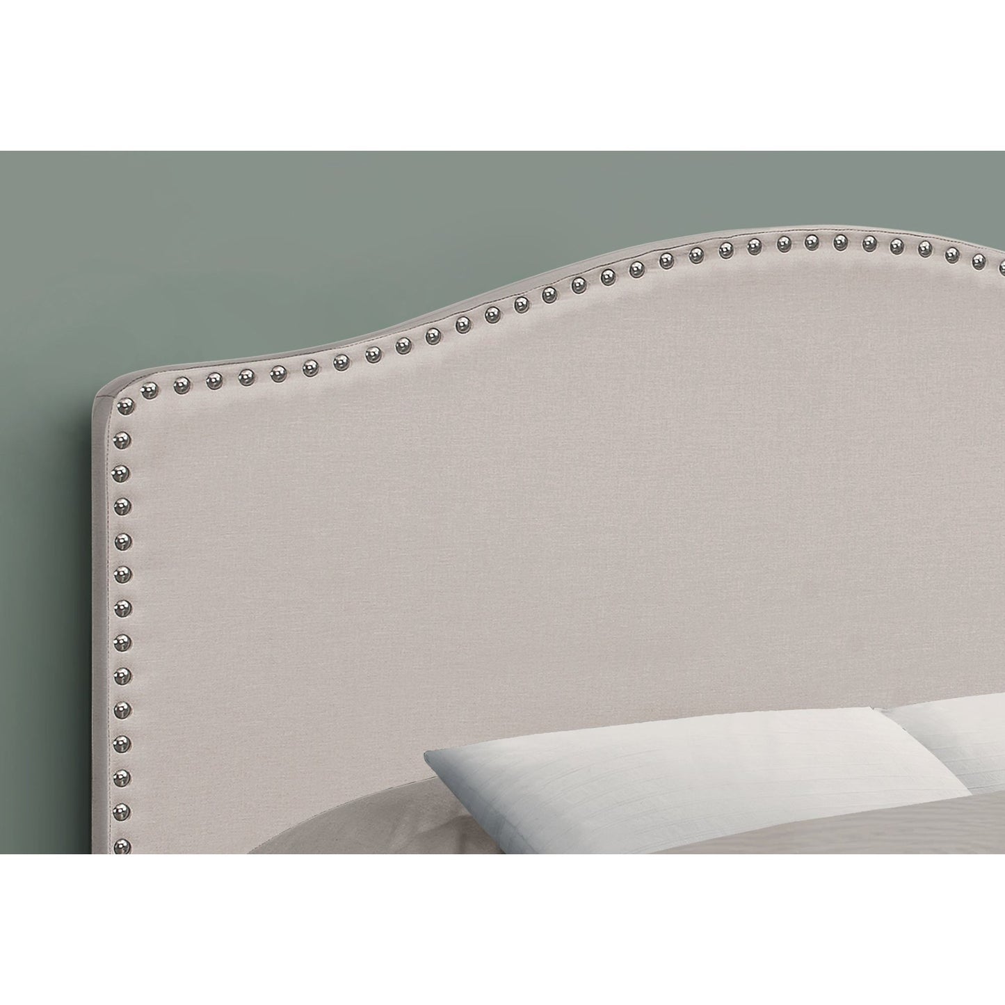 Bed - Full Size / Beige Linen Headboard Only