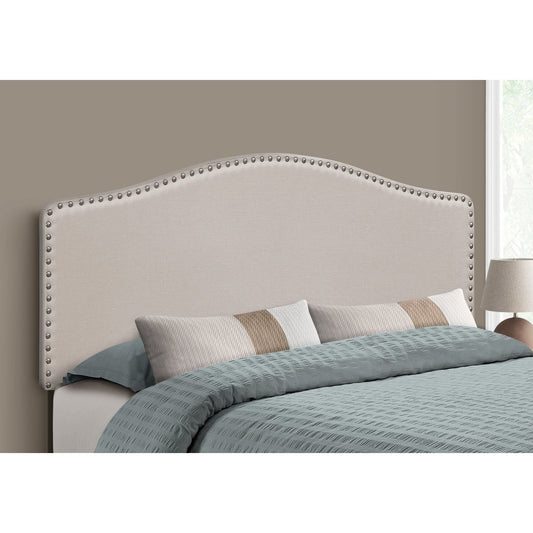 Bed - Queen Size / Beige Linen Headboard Only