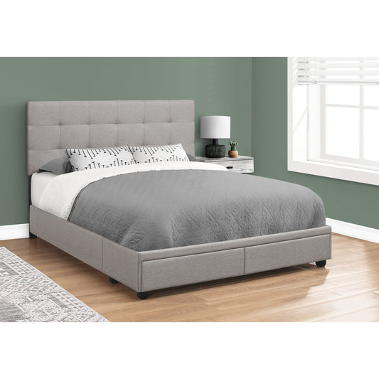 Josephine Queen Platform Storage Bed - Grey Linen