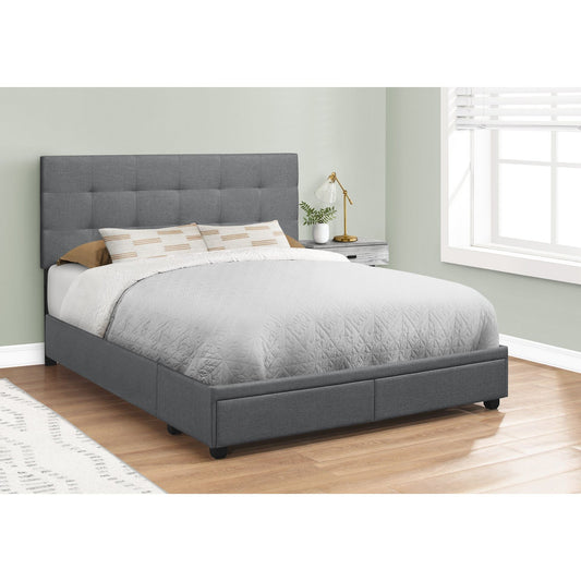 Josephine Queen Platform Storage Bed - Dark Grey Linen