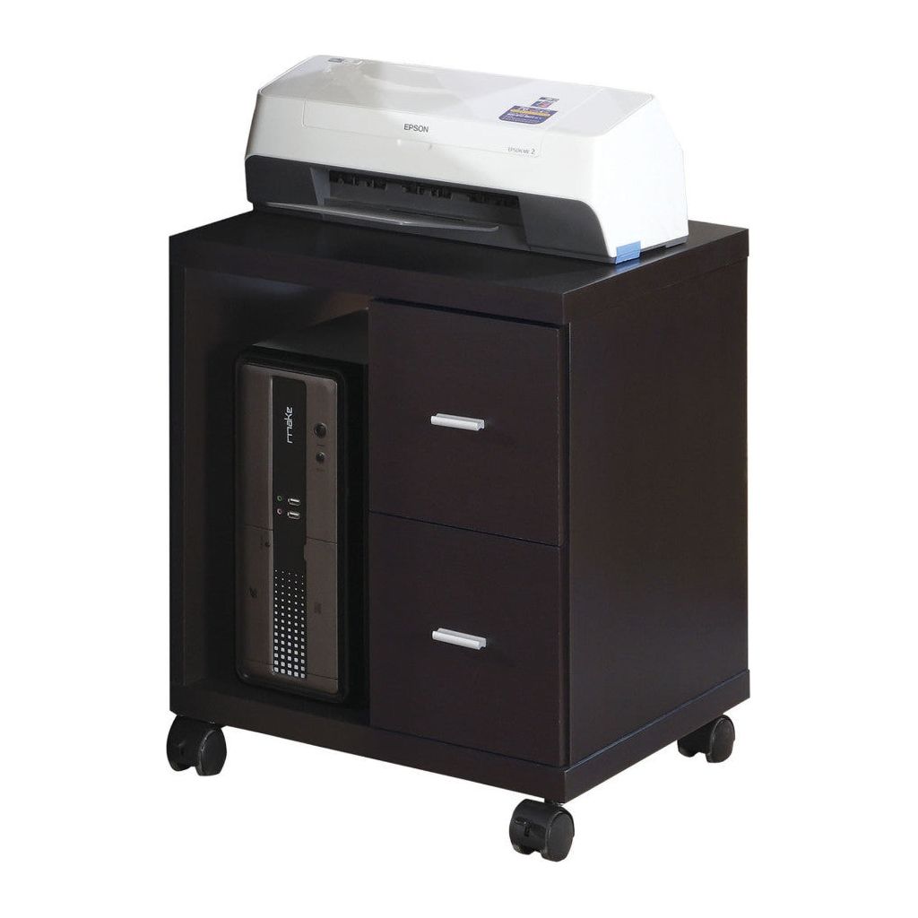 Candace & Basil Office Cabinet - Cappuccino 2 Drawer On Castors