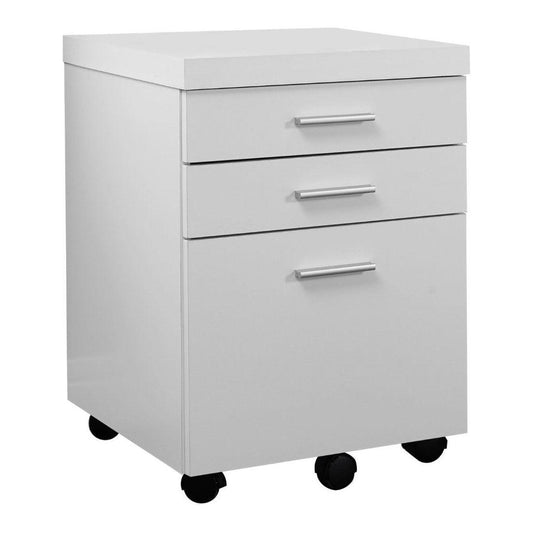 Candace & Basil Filing Cabinet - 3 Drawer / White On Castors