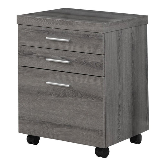 Candace & Basil Filing Cabinet - 3 Drawer / Dark Taupe On Castors