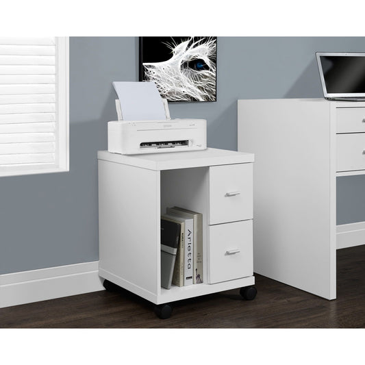 Candace & Basil Office Cabinet - White With 2 Drawers On Castors