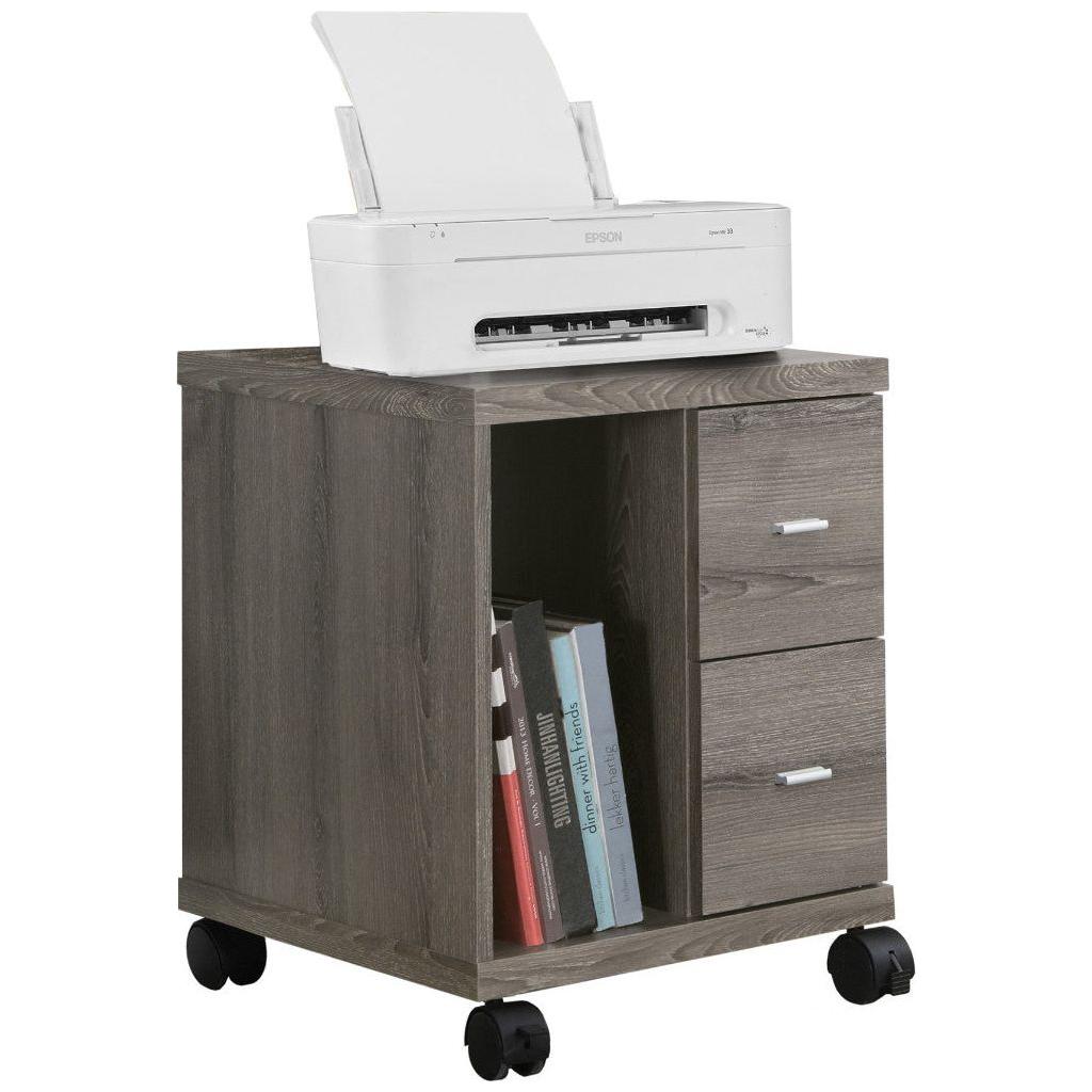 Candace & Basil Office Cabinet - Dark Taupe With 2 Drawers On Castors