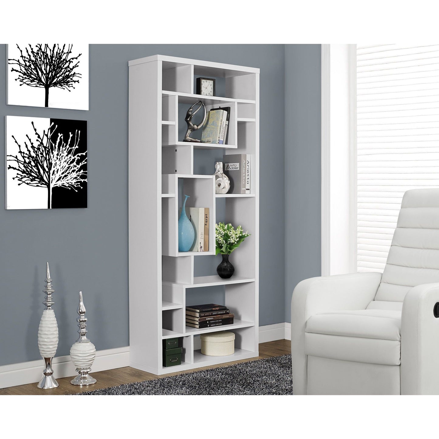 Candace & Basil Bookcase - 72"H / White