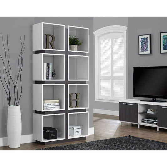 Candace & Basil Bookcase - 71"H / White / Grey