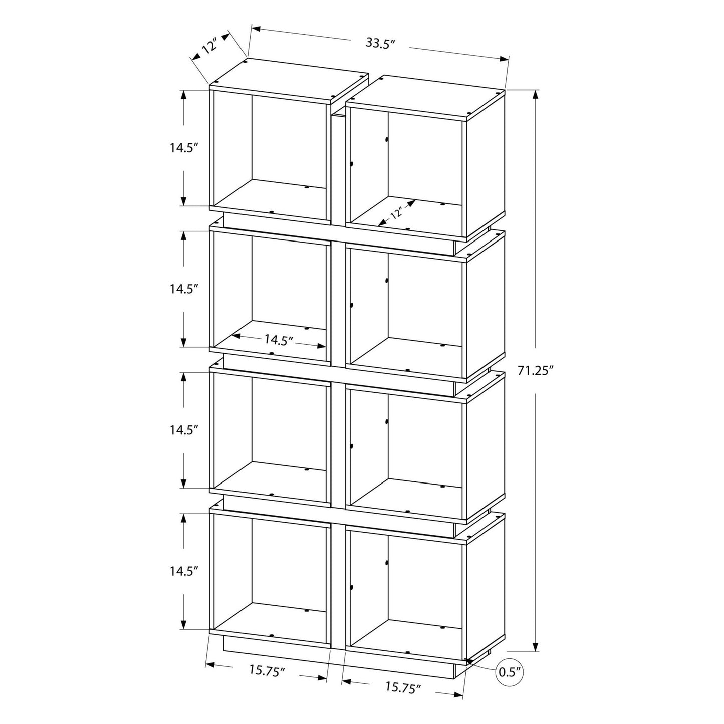 Bookcase - 71"H / White / Grey