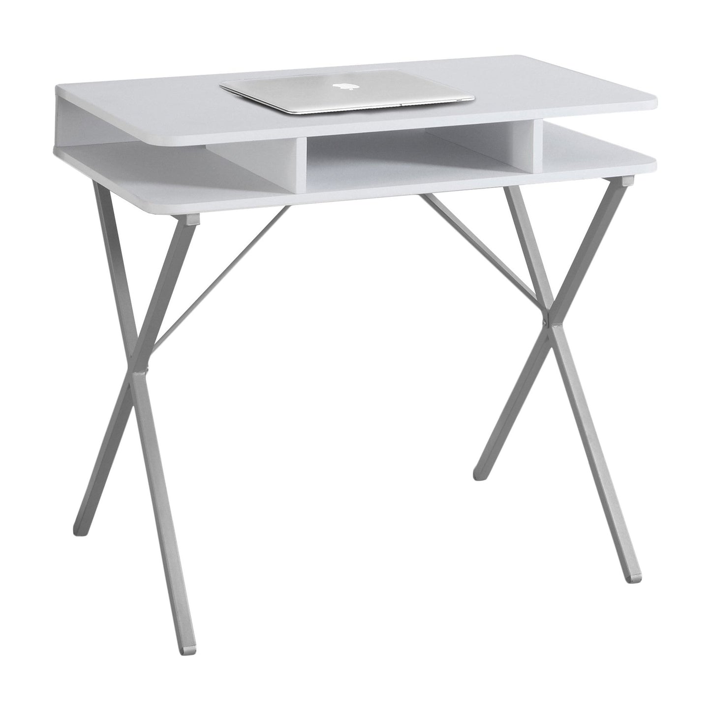 Computer Desk - 31"L / White Top / Silver Metal