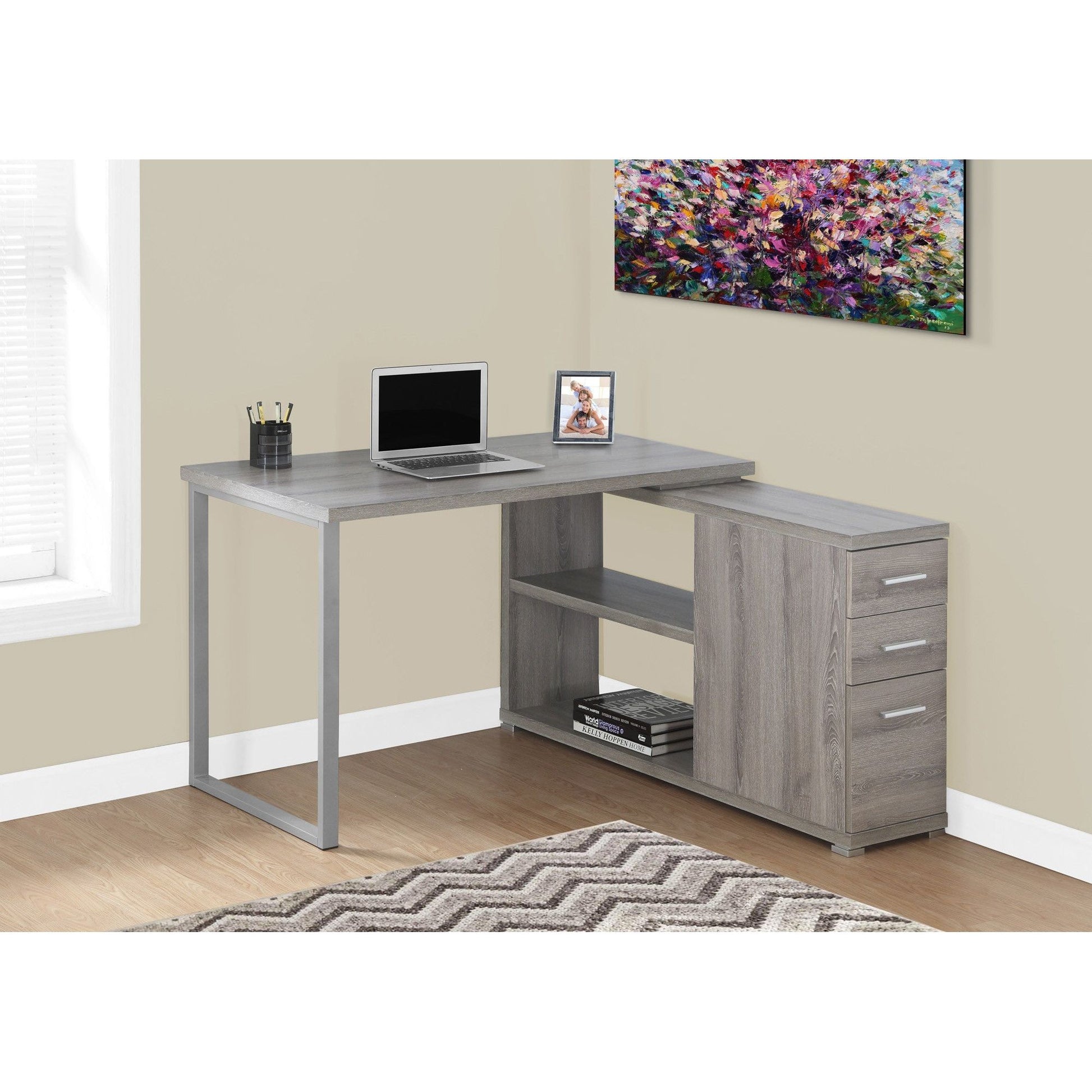 Candace & Basil Computer Desk - Dark Taupe Left Or Right Facing Corner