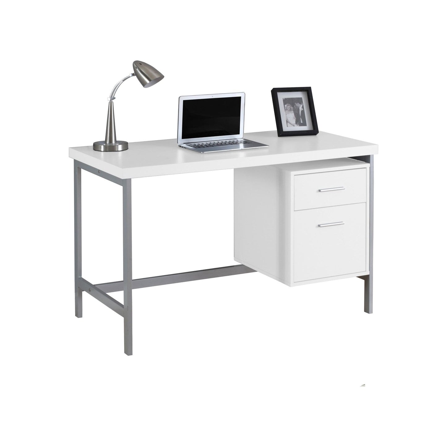 Computer Desk - 48"L / White / Silver Metal