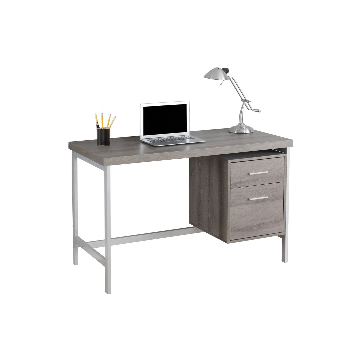 Computer Desk - 48"L / Dark Taupe / Silver Metal