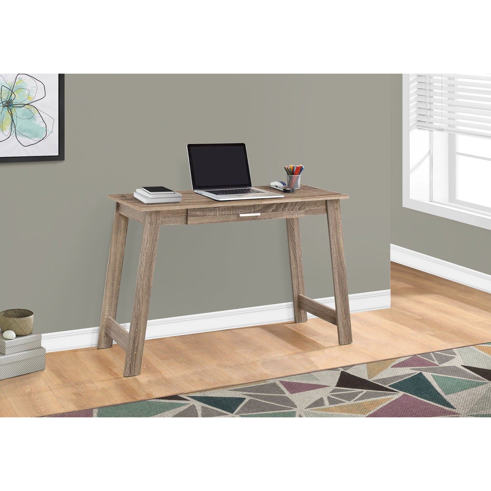 Candace & Basil Computer Desk - 42"L / Dark Taupe With A Storage Drawer