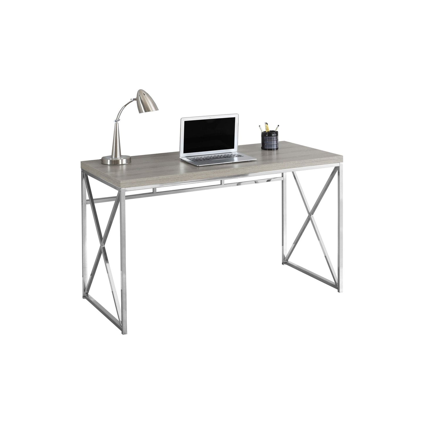 Computer Desk - 48"L / Dark Taupe / Chrome Metal