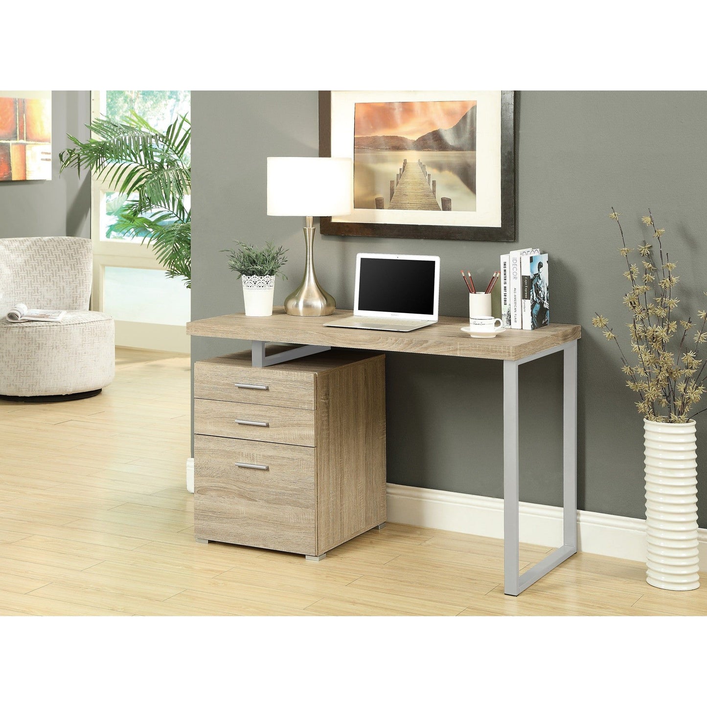 Candace & Basil Computer Desk - 48"L / Natural Left Or Right Facing