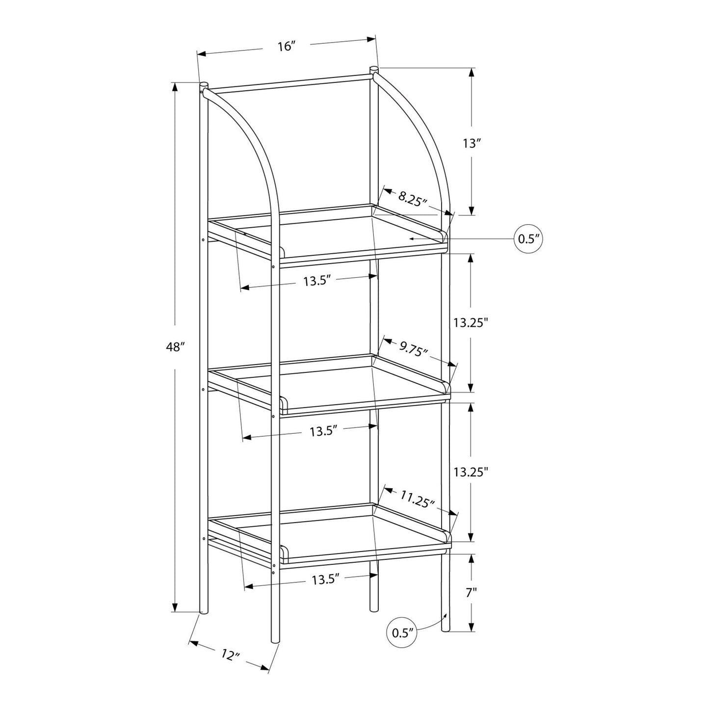 Bookcase - 48"H / Dark Taupe / Black Metal