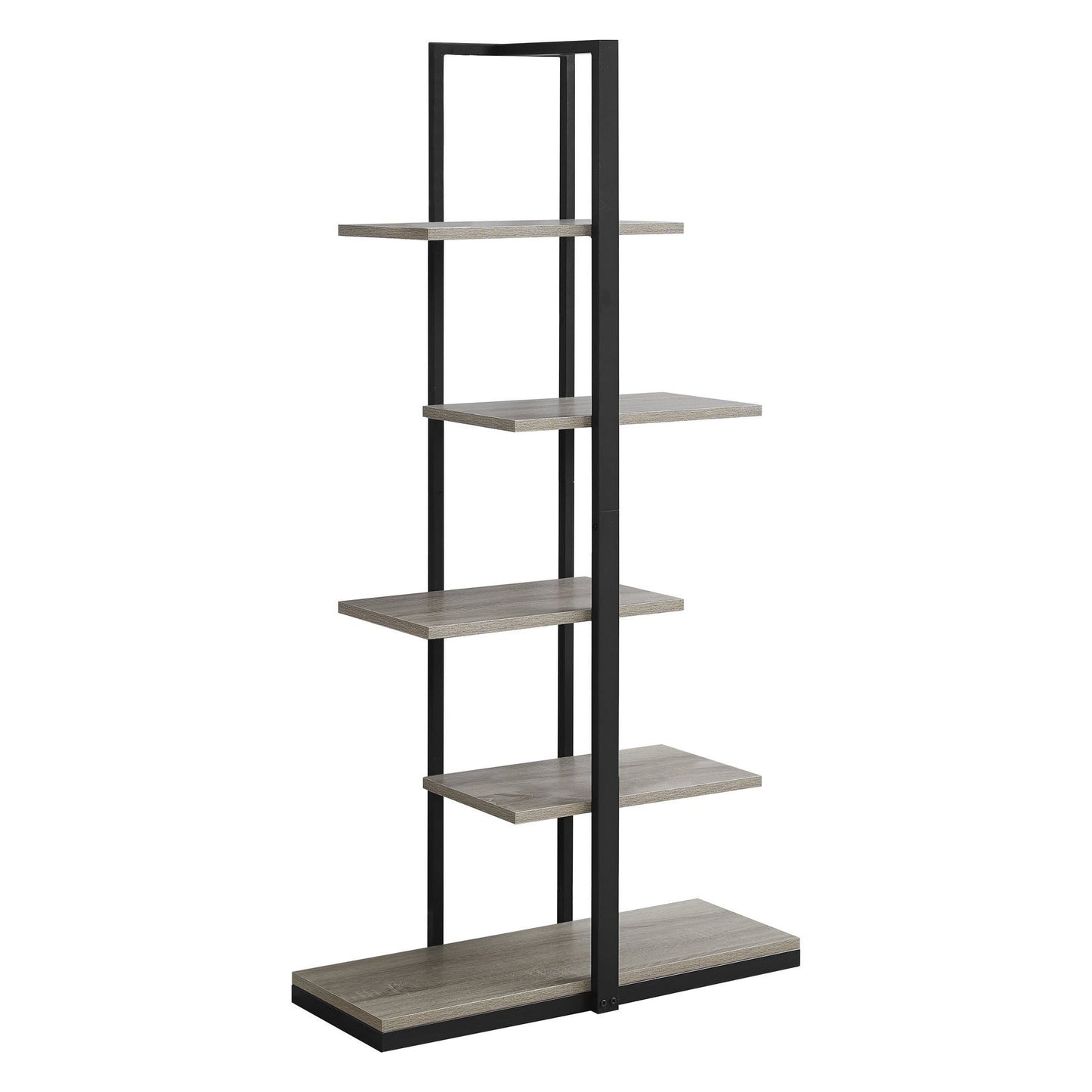 Bookcase - 60"H / Dark Taupe / Black Metal