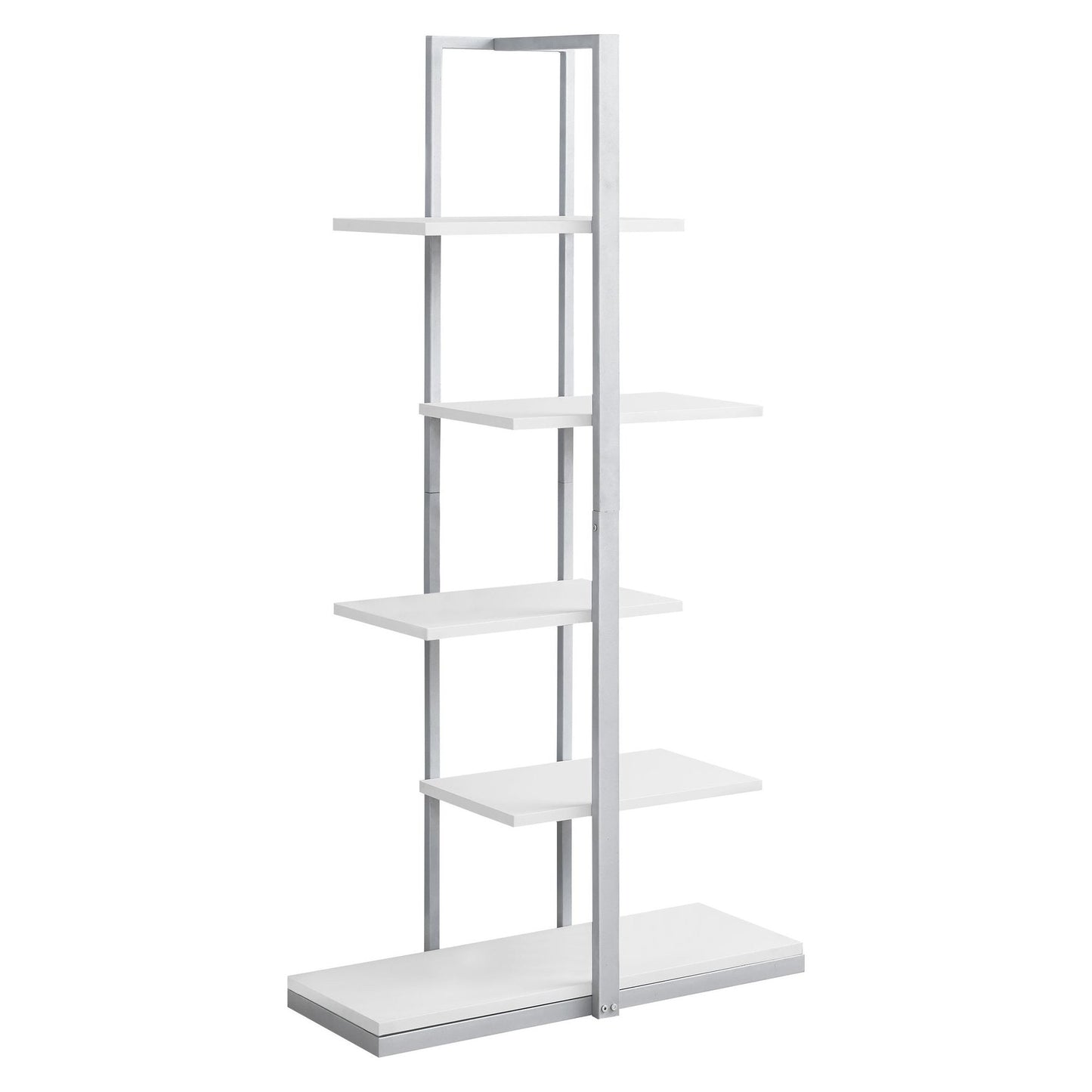 Bookcase - 60"H / White / Silver Metal