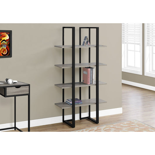 Candace & Basil Bookcase - 60"H / Dark Taupe / Black Metal